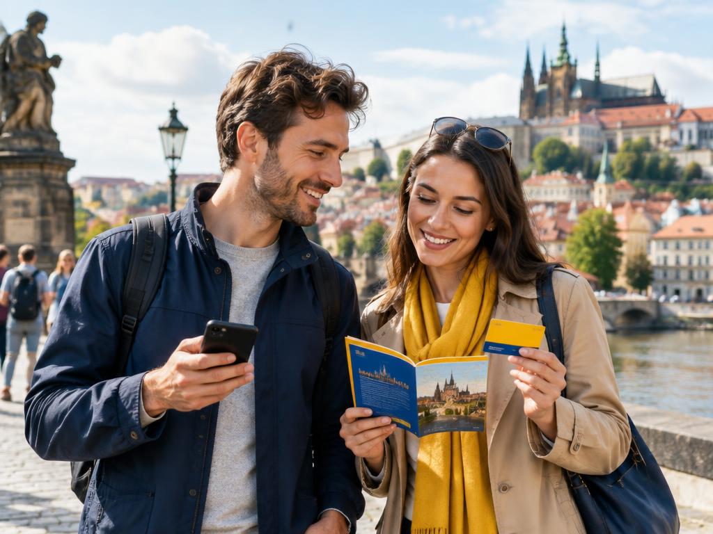 Visitors use a city card and local visitor package while exploring a European destination.